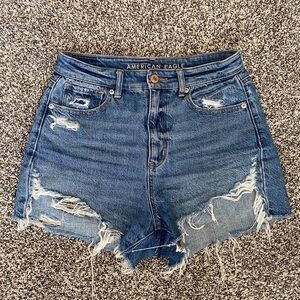 American Eagle Outfitters Ripped Blue Jean Shorts Distressed
